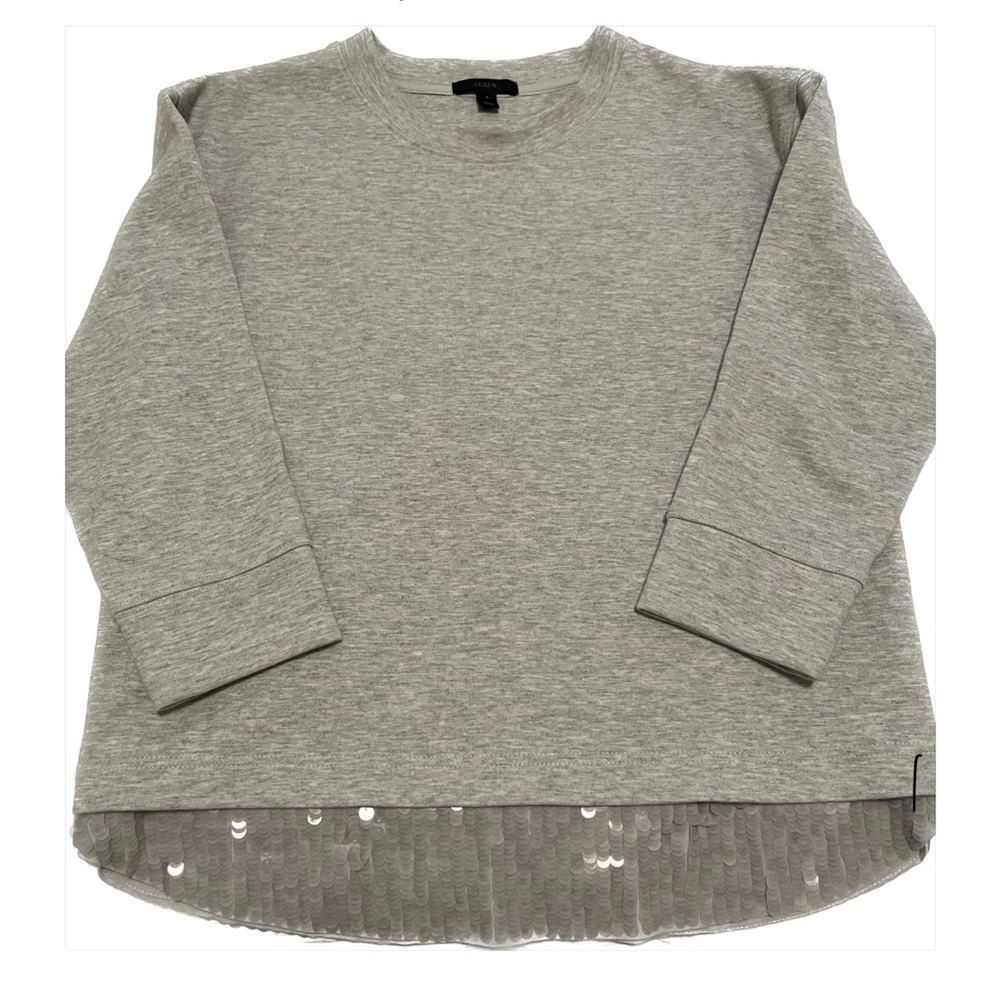 J Crew sweat shirt. Sequin hem. 3/4 length sleeve.